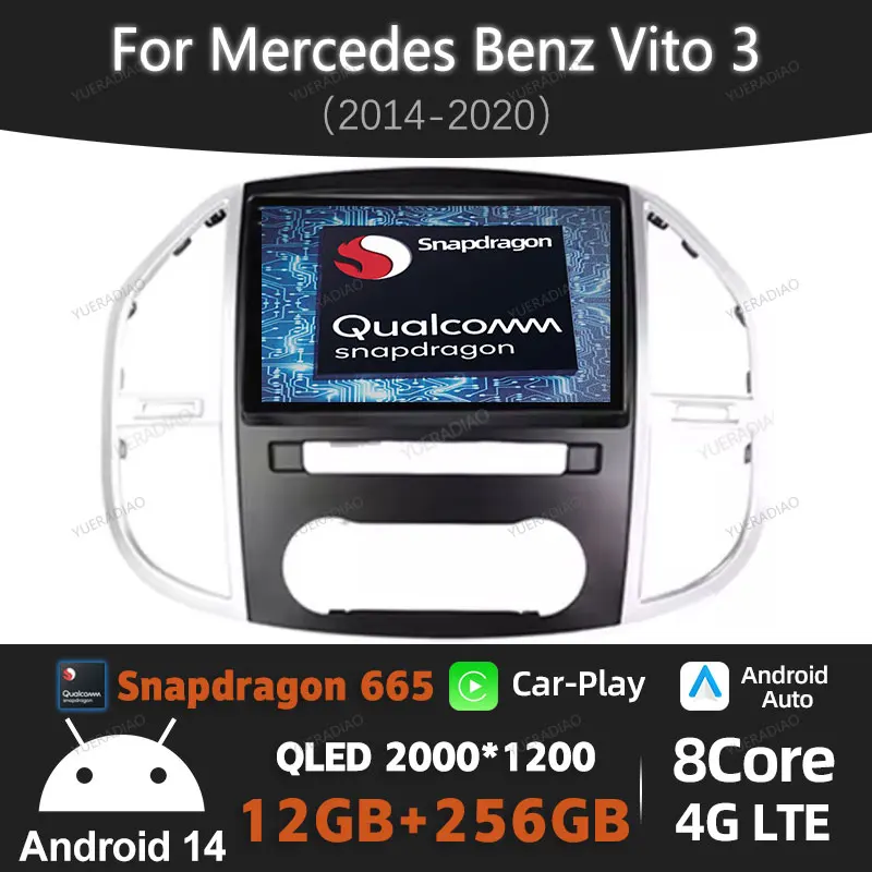 Android 14 Car Radio For Mercedes Benz Vito 3 W447 2014 2015 2016 - 2020 Qualcomm QLED GPS NAVI Multimedia Video Player 4G WIFI