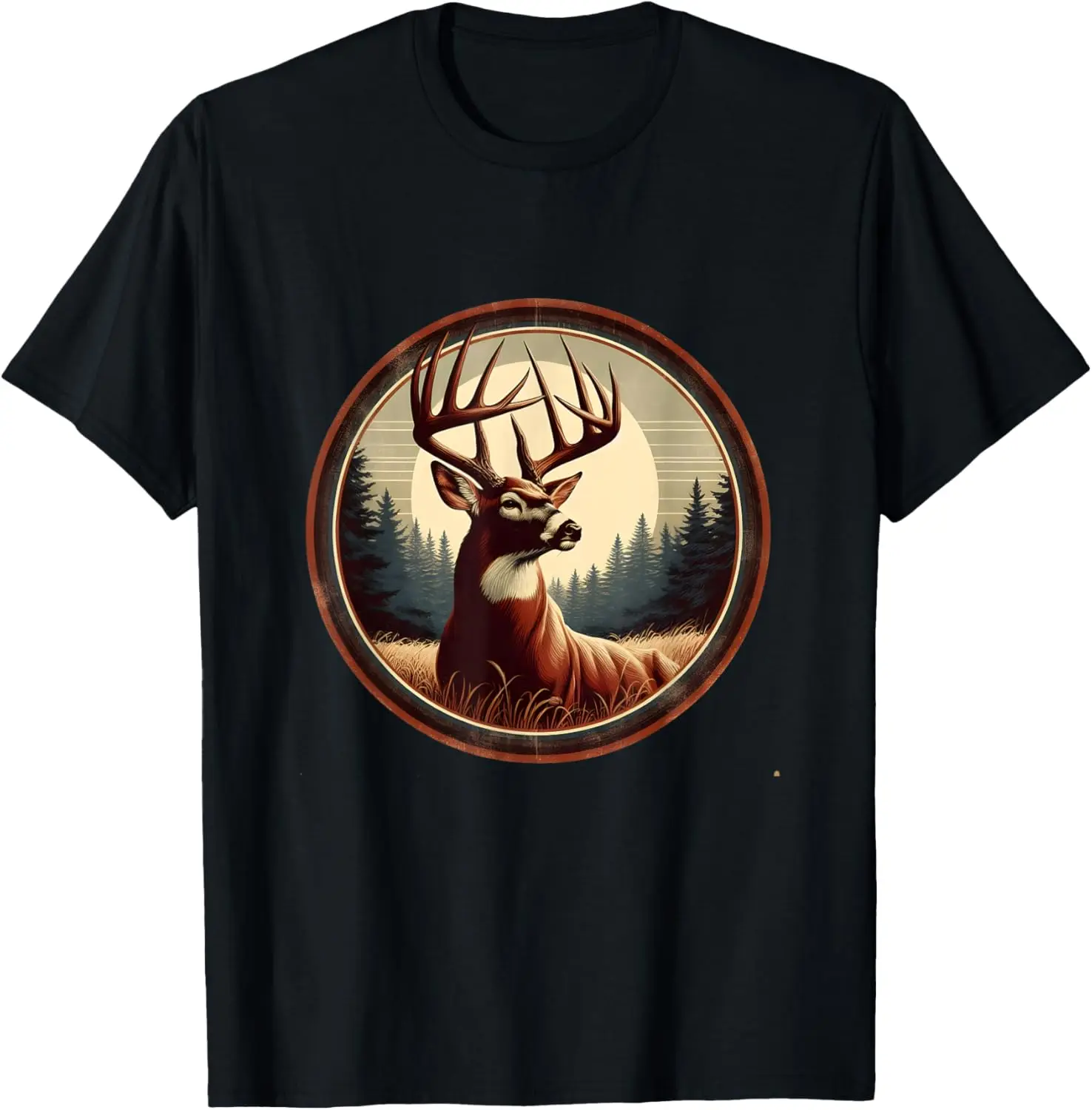 Classic Big Whitetail Buck Vintage Deer Graphic For Hunters T-Shirt