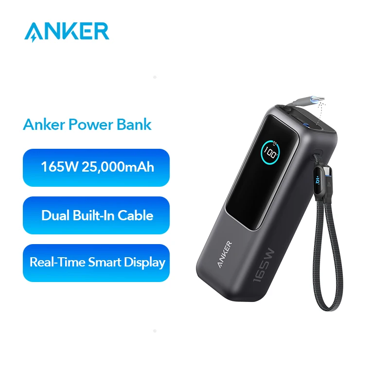 Anker Laptop Powerbank, 25.000mAh Tragbares Ladegerät mit Dreifach 100W USB-C Anschlüssen für Multi-Geräte-Aufladung Für iPhone17