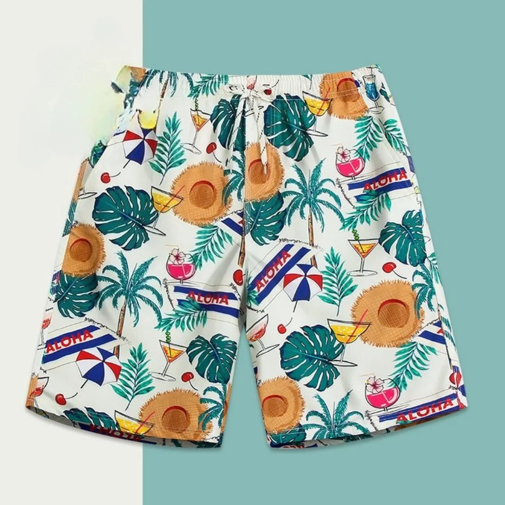

Beach Printed Baggy Board Male Short Pants Loose Wide Floral Quick Dry Drawstring New in Pant 2025 Thin Elastic Y2k Men's Shorts