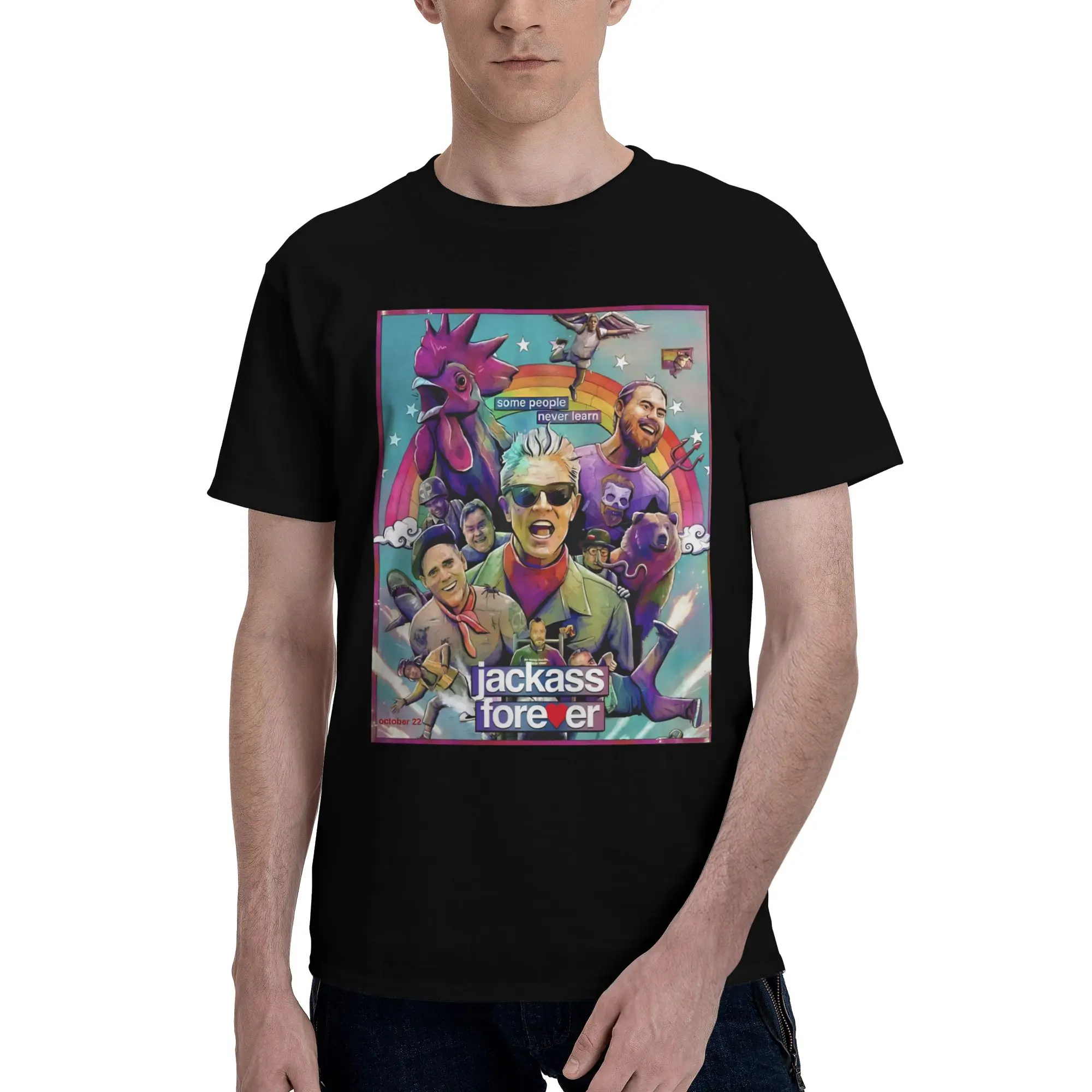 Forever Johny Knoxville Premiere Movie  Graphic 100% Cotton T-Shirt Jackass Tops Tees For Men