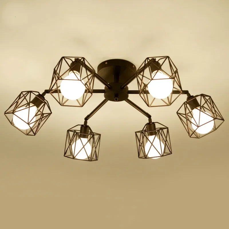 Vintage Iron Ceiling Lights Edison loft Ceiling Light Wrought Iron Luminaria E27 Bulb 90-265V