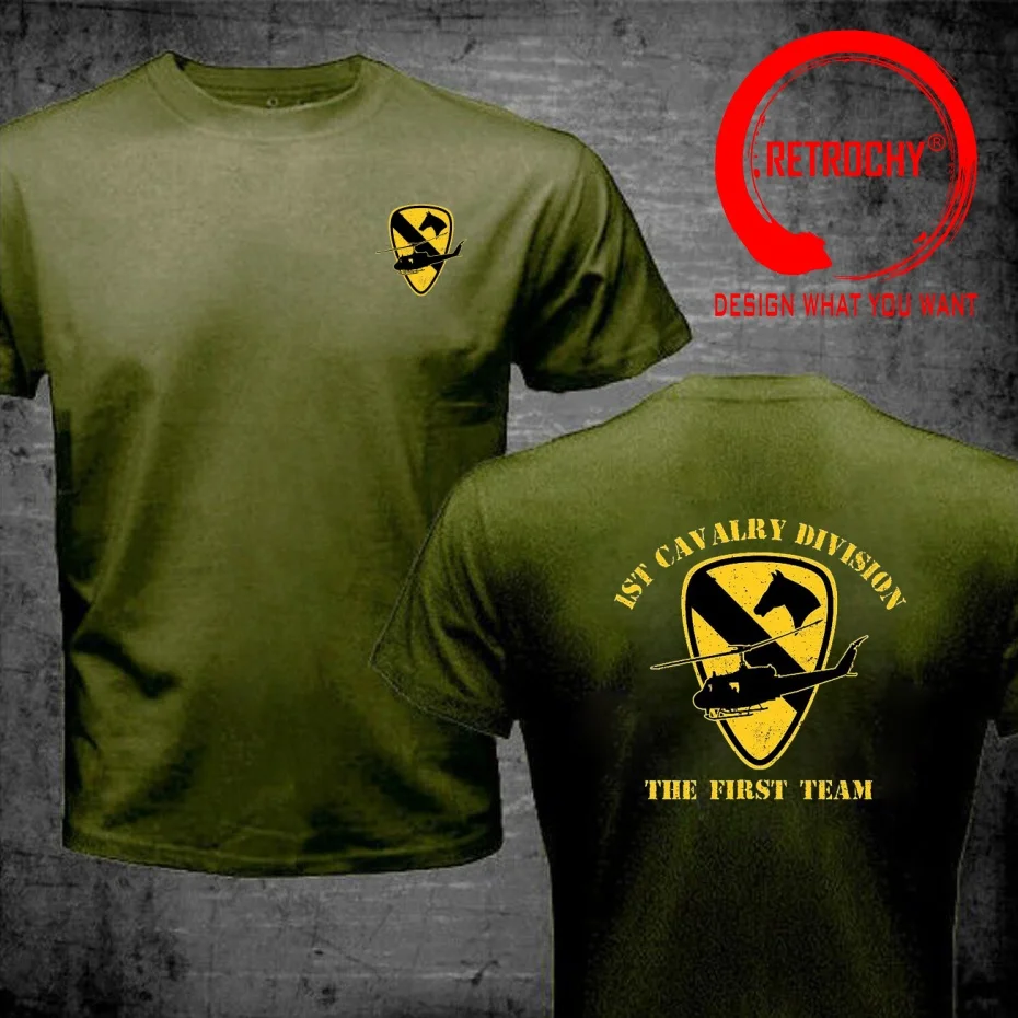 Vintage Distressed US Army Airborne 1ST CAVALRY DIVISION VIETNAM Veteran T Shirt Men Fashion Trendy Casual Clothing Stylish Tops