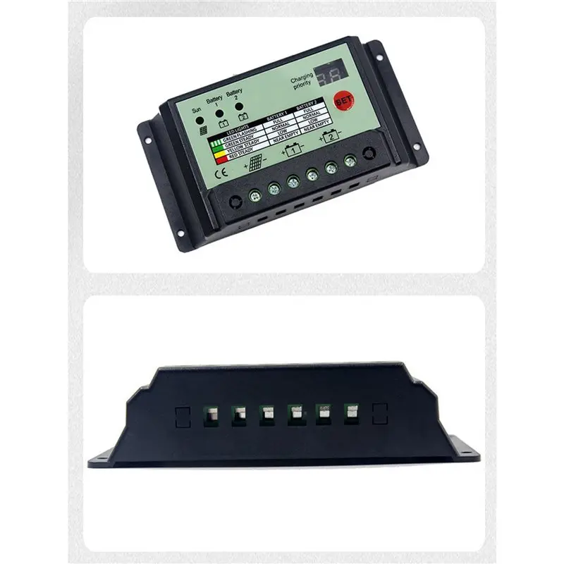 2X Dual Battery Solar Charge Controller PWM 12V 24V System Batteries Power Panel Regulator (20A)-A68E