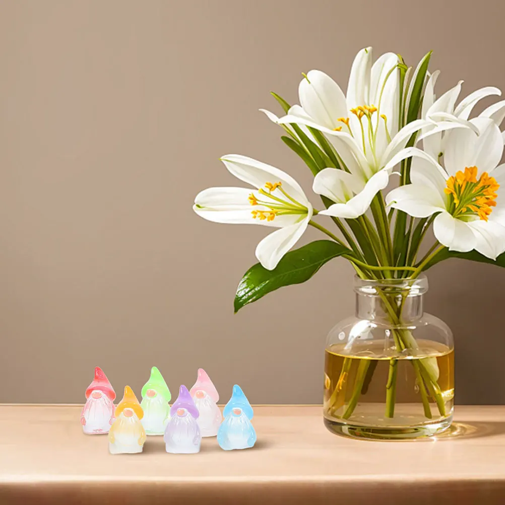 

60pcs Night Glow Gnome Statues Mini Resin Figurines For Indoor Outdoor Garden Decor Lawn Patio Small Magical Ornaments