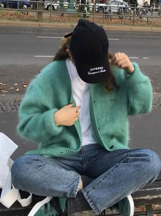 

Вязаный длинный свек открытый кардиган повседневный свитер Miss Candy Dongdaemun Sienne Street Sle осень-зима Faion 2025 S...