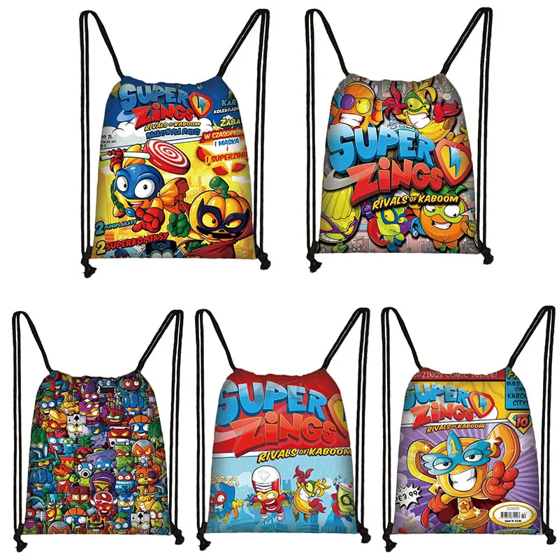 Cartoon Super Zings Drawstring Bag Boys  Girls Casual Backpack Youth Lightweight Super Zings Printing Bags Storage Bag Gift