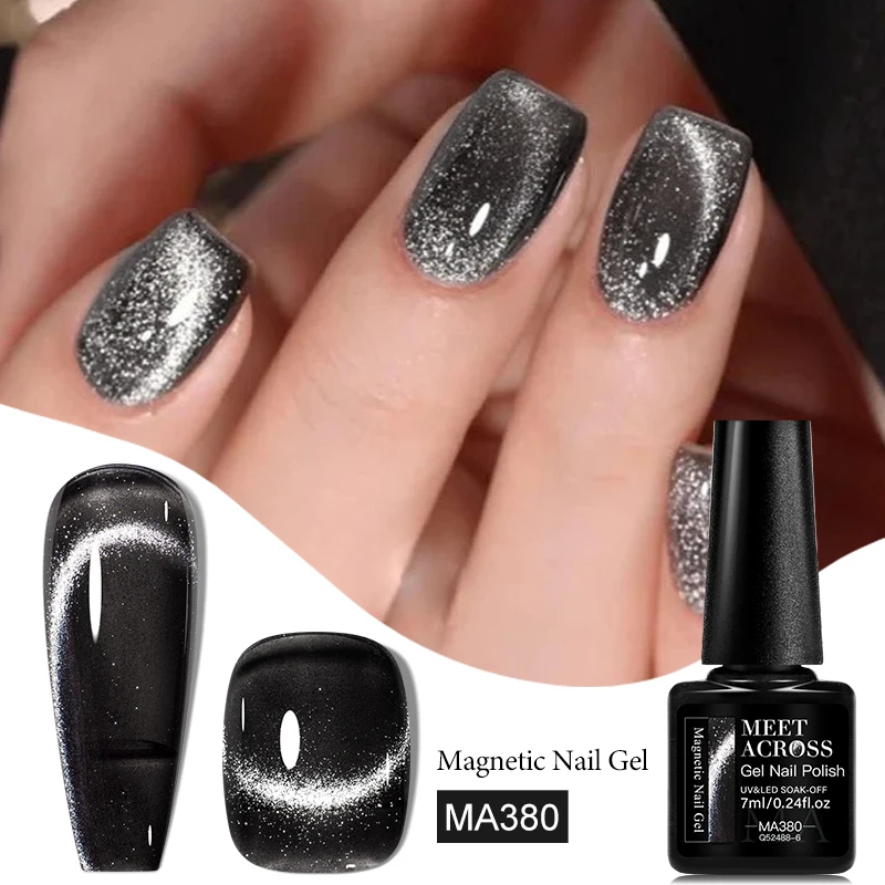 MEET ACROSS 7ml Kat Magnetische Gel Nagellak Semi-Transparante Nail Art Gel Winter Herfst Kerst Glitter Vernis voor Nagels