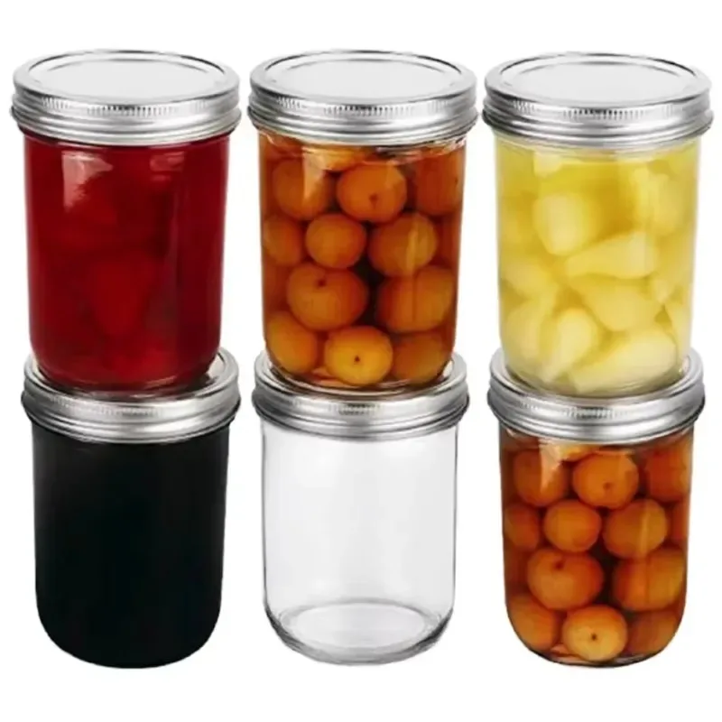 food grade round transparent 330ml 350ml 400ml 500ml 650ml 750ml jam honey jelly glass storage jar with metal lid