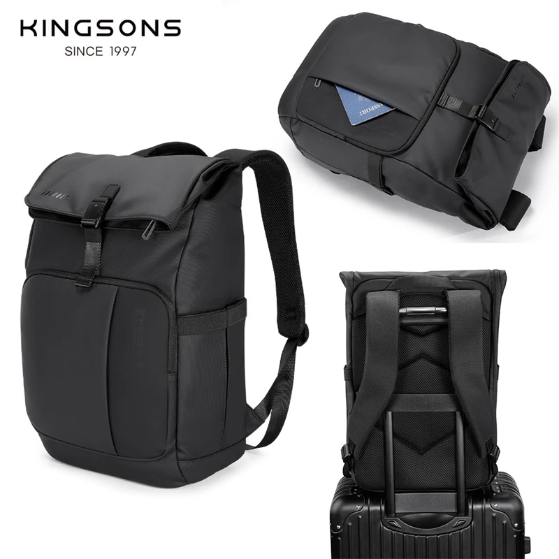 

Business Backpack For Men Commuter Laptop Bag Insert Pocket Double Shoulder Men's Backpack Pure Color Cushion Strap