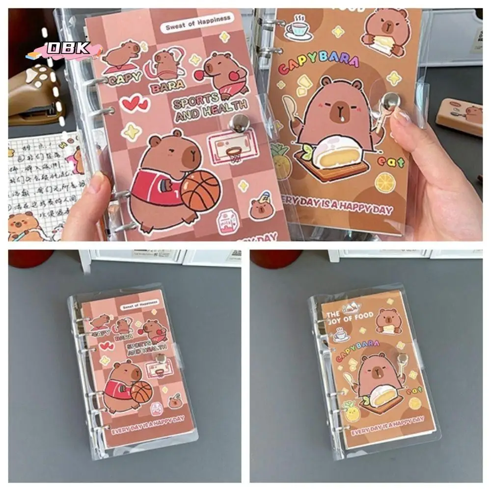 Portable 6 Holes Capybara Loose-leaf Book Cute Detachable Coil Notebook High Appearance Level Waterproof Small Notepad School