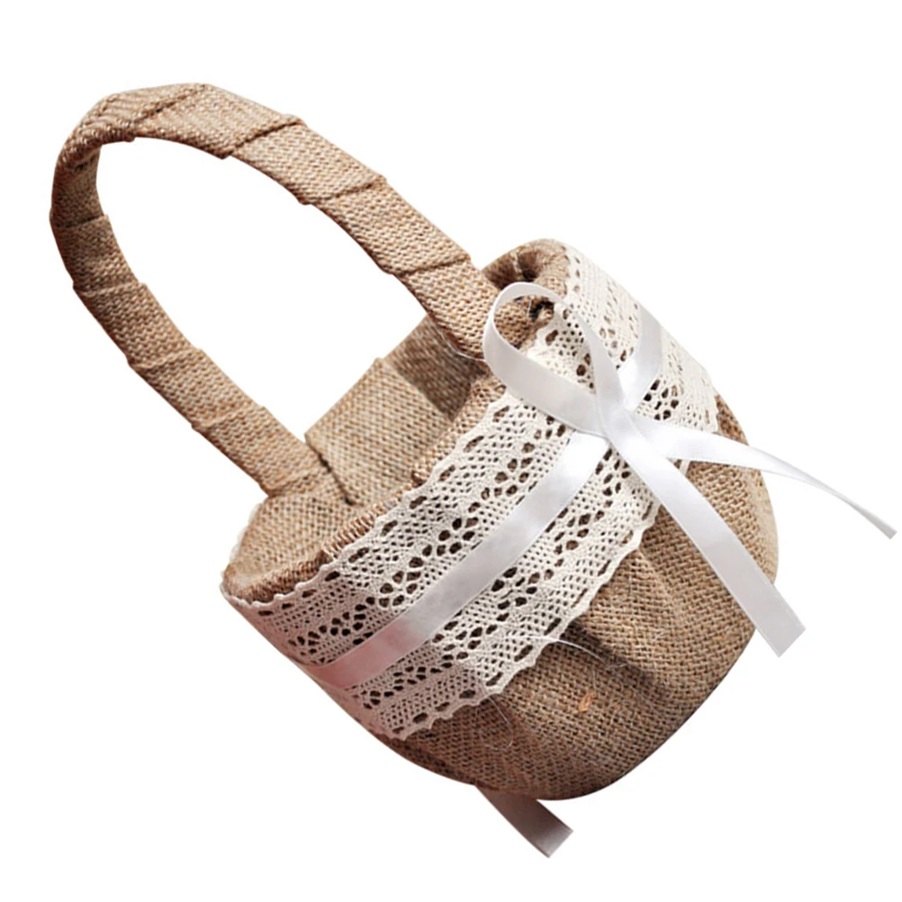 

Lace Flower Basket Elegant Wedding Baskets for Holding Flowers Petals Candies Bride Accessories Romantic Atmosphere