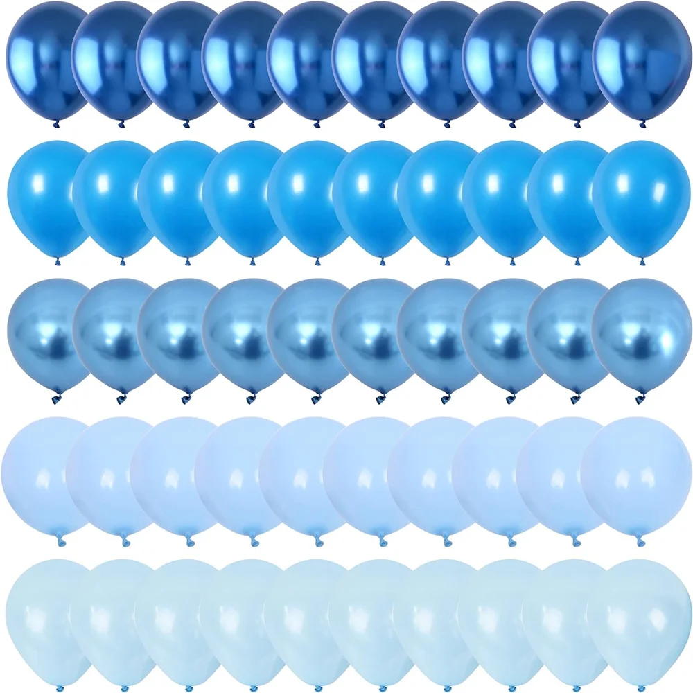 

60 Packs 12 Inches Metallic Blue Pearl Blue Macaron Blue Balloon Set for Bridal Shower, Wedding, Baby Shower, Birthday Party