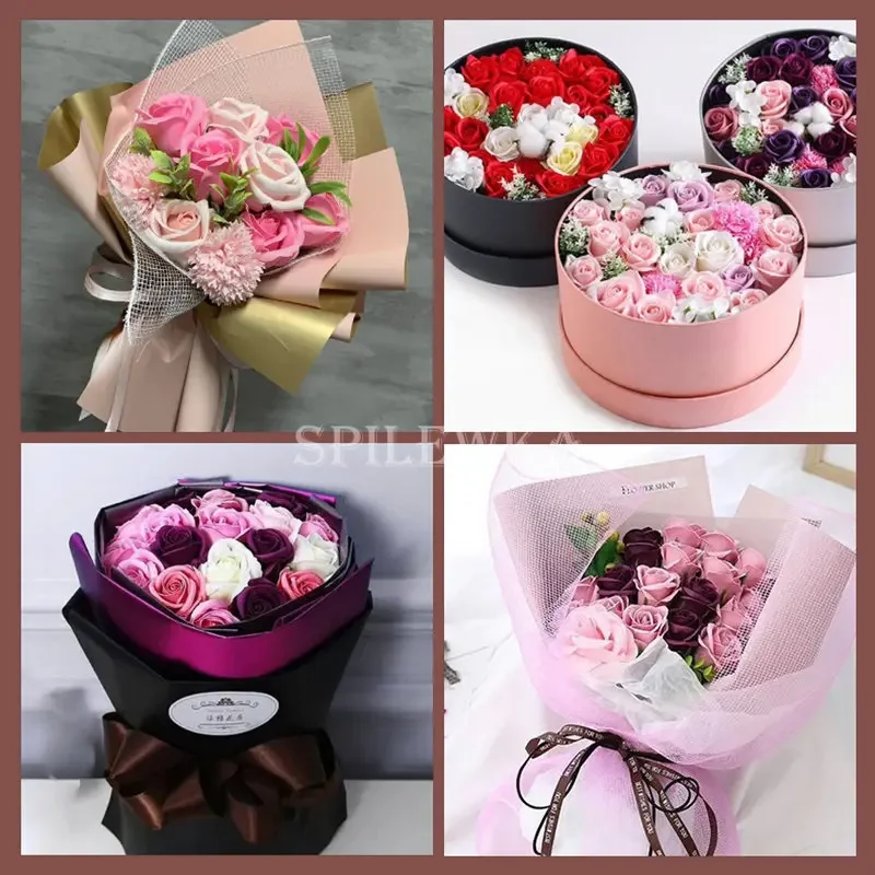 24/50Pcs Artificial Soap Roses for Wedding Decoration DIY Party Valentine\'s Day Bouquet Headwear Birthday Gift Giving Annivers