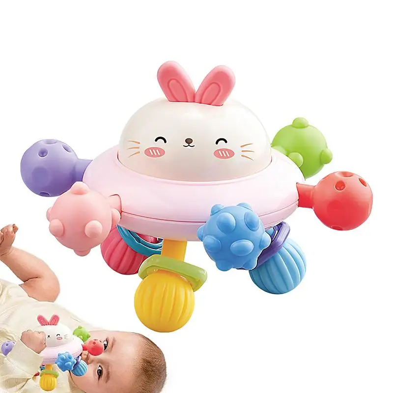 Food Grade Teething Ball Bunny Stimulating & Soft Soothing Toy Soft Silicone Teether Developmental Oral Motor Chew Toy Soothing