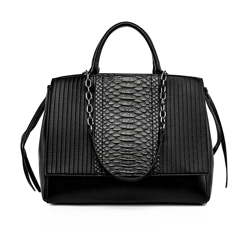 

Women handbag luxury Simple crocodile leather handbags Chain Women's shoulder bag black big Totes