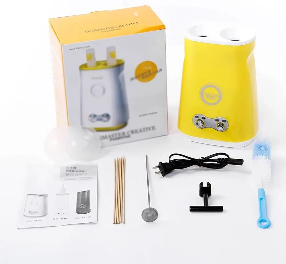 전기 더블 에그 롤 메이커, 스테인레스 스틸 미니 에그 롤 기계 아침 식사 요리 도구 소시지 기계 계란 보일러 (노란색