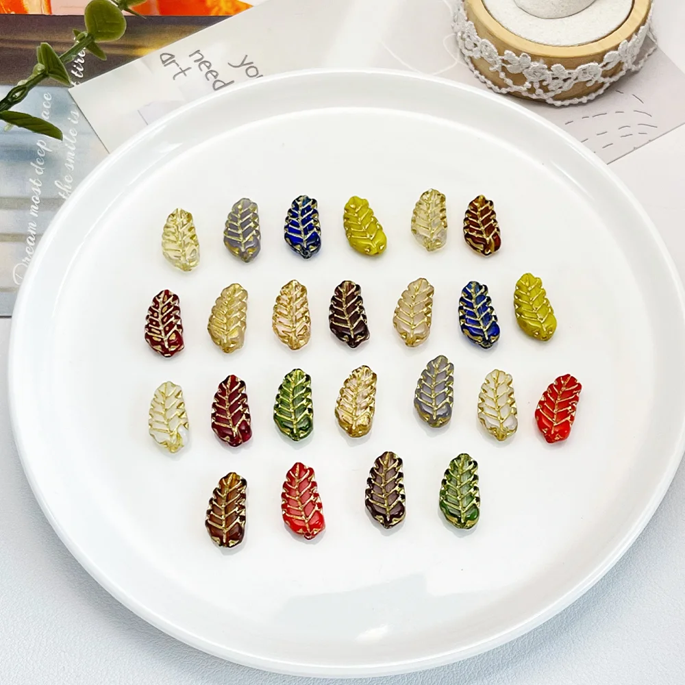 

Cordial Design 100Pcs 7*15MM DIY Czech Glass/Bohemian Crystal Beads/Hand Made/Jewelry Findings & Components/Leaf Shape #18729