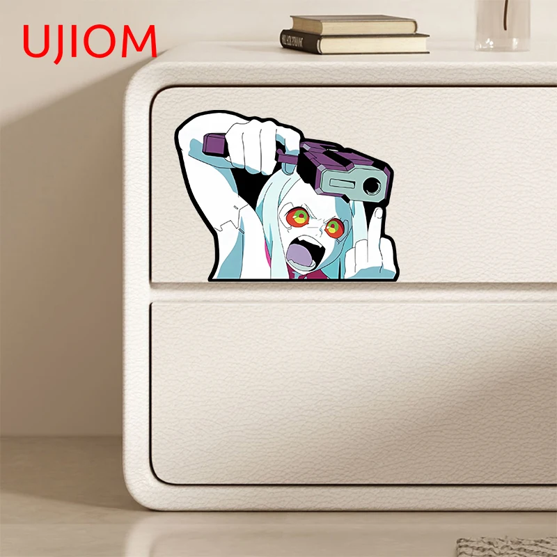 UJIOM Rebecca Flip The Bird Wall Sticker Personality Funny Graphics Decal Creative Waterproof Scratch Proof Wallpapers For Kids