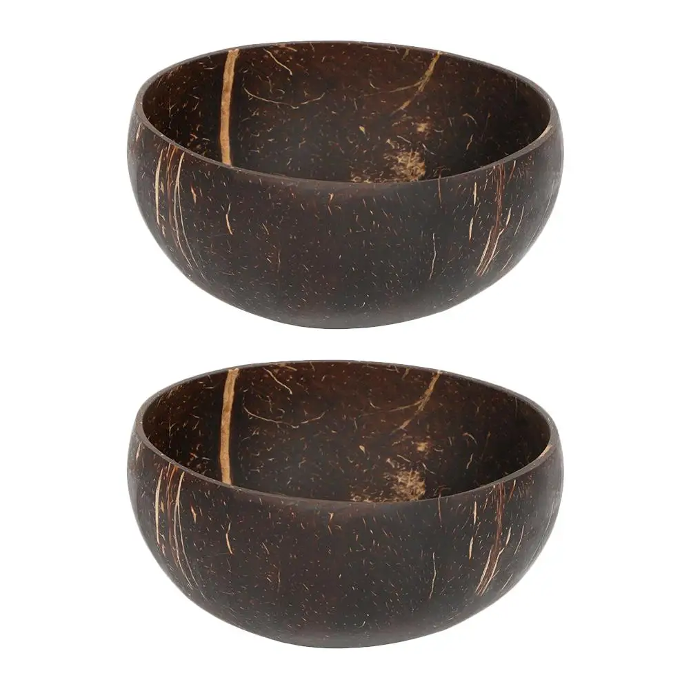 

2 Pcs Coconut Shell Rice Bowl Coconuts Bowls Salad Storage Snack Food Containers Soup