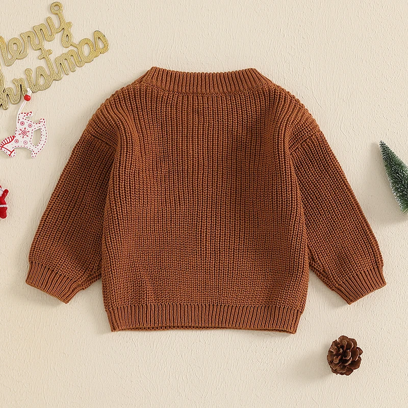 2024-08-02 Lioraitiin Toddler Girl Boy Sweater Christmas Clothes Gingerbread Man Embroidery Long Sleeve Kids Pullovers Fall Tops