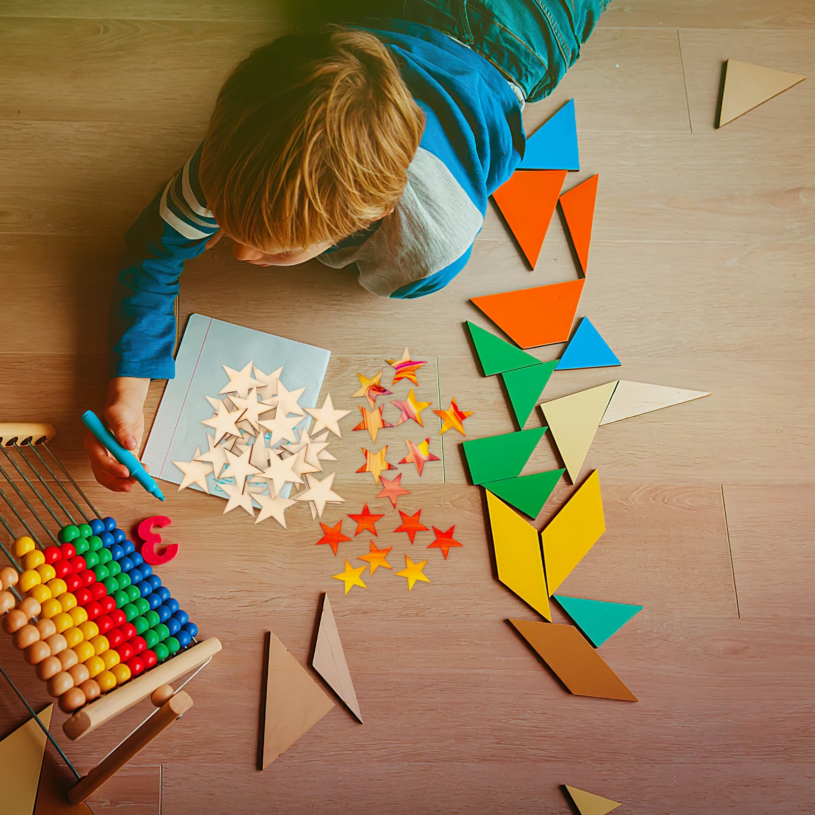 50Pcs Unfinished Wood Star Cutout Chips Wooden Pieces for Creative DIY Crafts Birthday Wedding Party Decorations Supplies