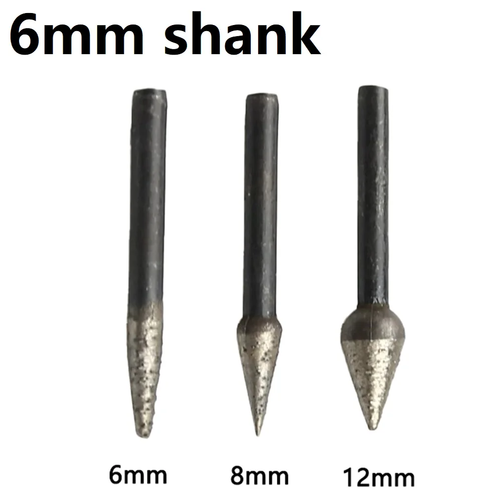 

Dia-mond Sintered Grinding Head 6mm Shank For Stone Carving 6/8/12mm Taper Sintered Abrasive Point Abrasive Drill Bit