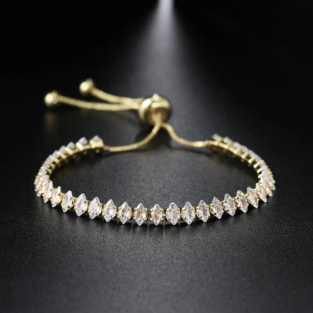 Adjustable Waterdrop Crystal Iced Out Tennis Bracelet for Men Women Trend Zirconia Stort Chain on Hand Sexy Jewelry H208