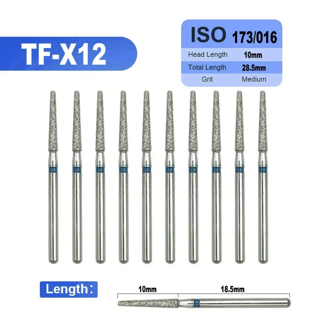 10pcs Dental Diamond Burs Drill FG 1.6mm Dental Dia-Bur for High Speed Handpiece Dentistry Tools Cavity Preparations 78 Sizes