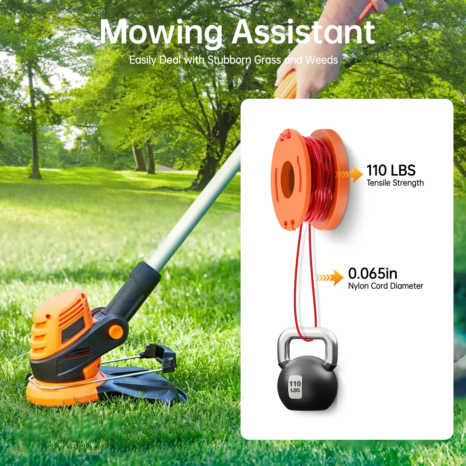 Línea de carrete de recortadora de 20 piezas, línea de carrete de bordeadora apta para recortadora Worx, cuerda de Weed Eater, línea de carrete de repuesto con 2 tapas