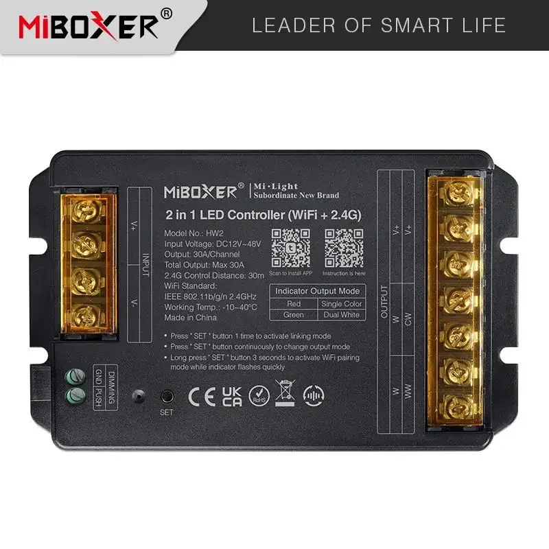 Miboxer (WIFI + 2.4G) Controlador de LED 2 in1HW2 Cor única CCT/5 em 1 HW5 CCT/RGB/RGBW/RGBCCT Controlador de faixa de LED