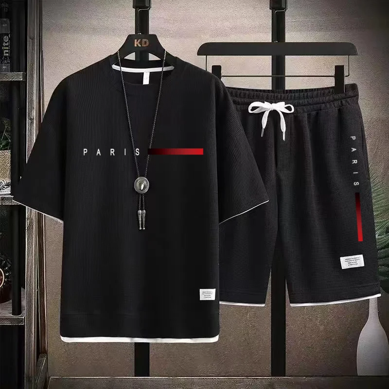 

2026 new trend hot summer sports suit modern casual suitable for men breathable T-shirt shorts two-piece casual and fashionable