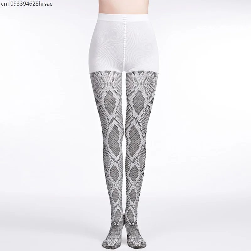Gothic Serpentine Printed Pantyhose Snake Print Tattoo Stockings Tights Harajuku Japanese Style Pantyhose Lolita Cosplay