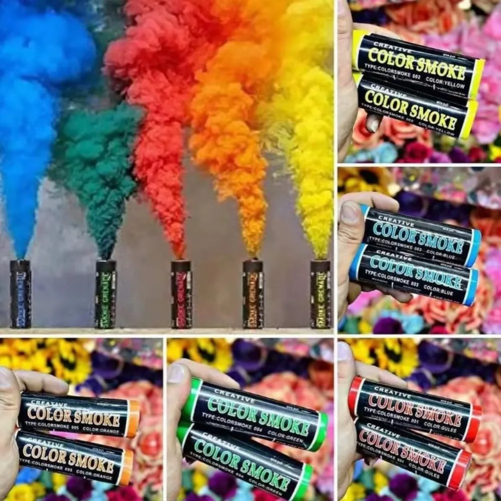3 قطعة عصا الدخان الملونة يده الدخان المرحلة استوديو الزفاف الضباب الدخان عصا الدعامة جو الطرف الديكور التصوير استخدام
