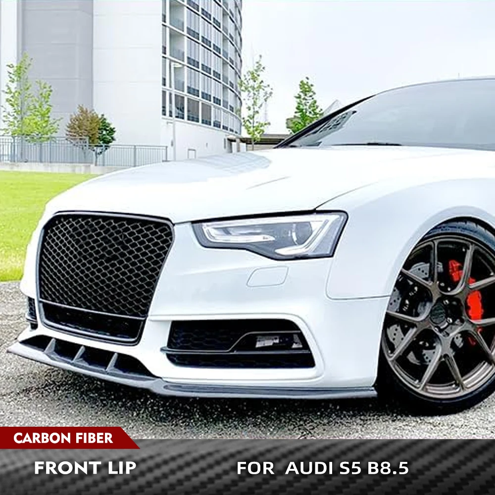 Car Front Bumper Lip Racing Spoiler Apron Splitters for Audi S5 B8.5 2012-2016 Carbon Fiber /FRP Black Racing Chin Lip 3PCS