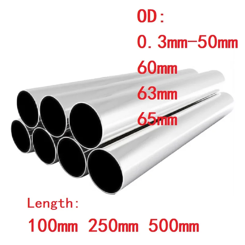 

1 шт., трубка из нержавеющей стали 304, большие металлические трубы, наружный диаметр 0,3-50 60, 63 65 мм, длина 100 мм, 250 мм, 500 мм