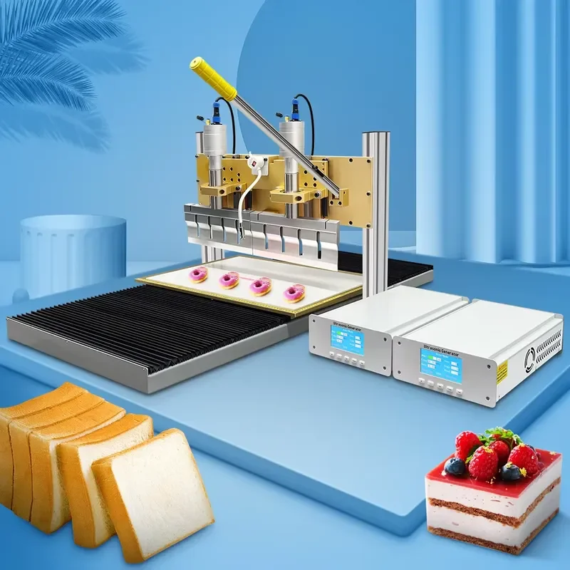 Ultrasonic Double Knife Continuous Cutting Machine for Sandwich Square Cake