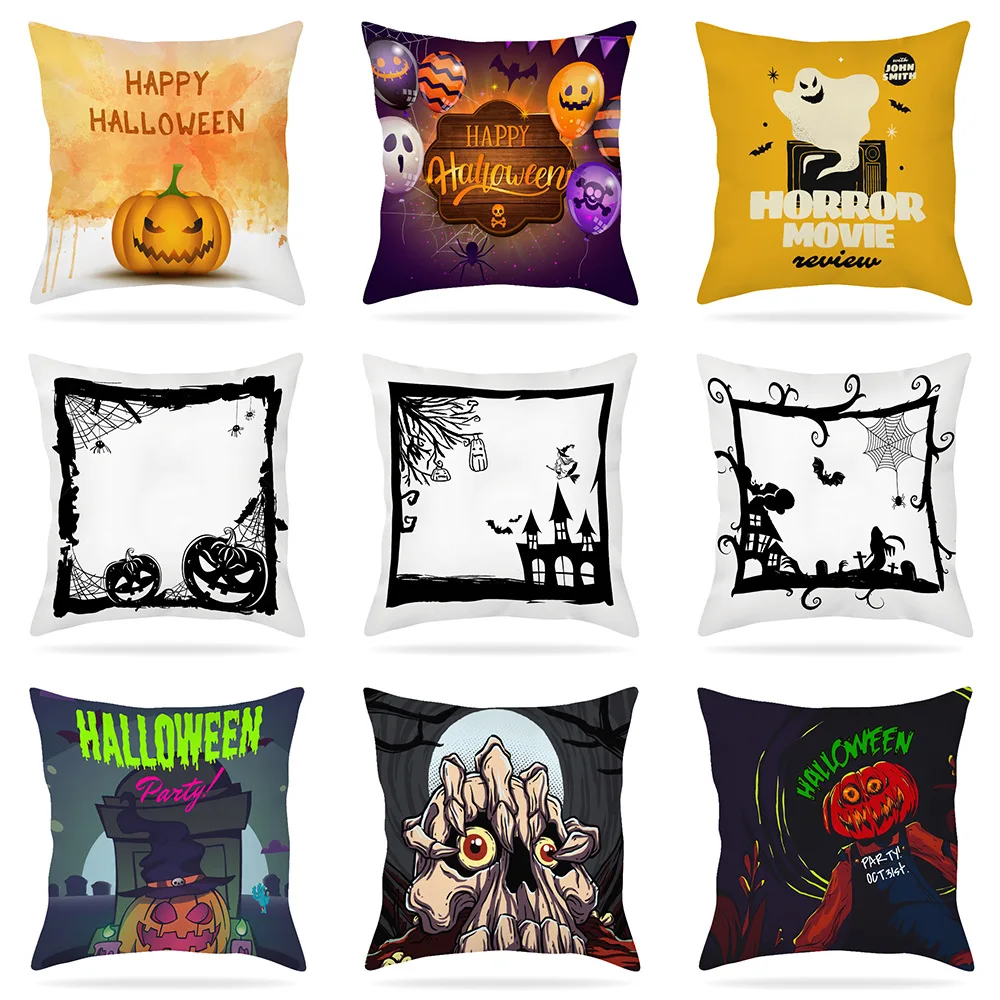 

Halloween Pillowcase Skeleton Witch Pillow Case for Bedroom Bed Sofa Pillow Covers Decorative 45x45 Cm Home Luxury Designer