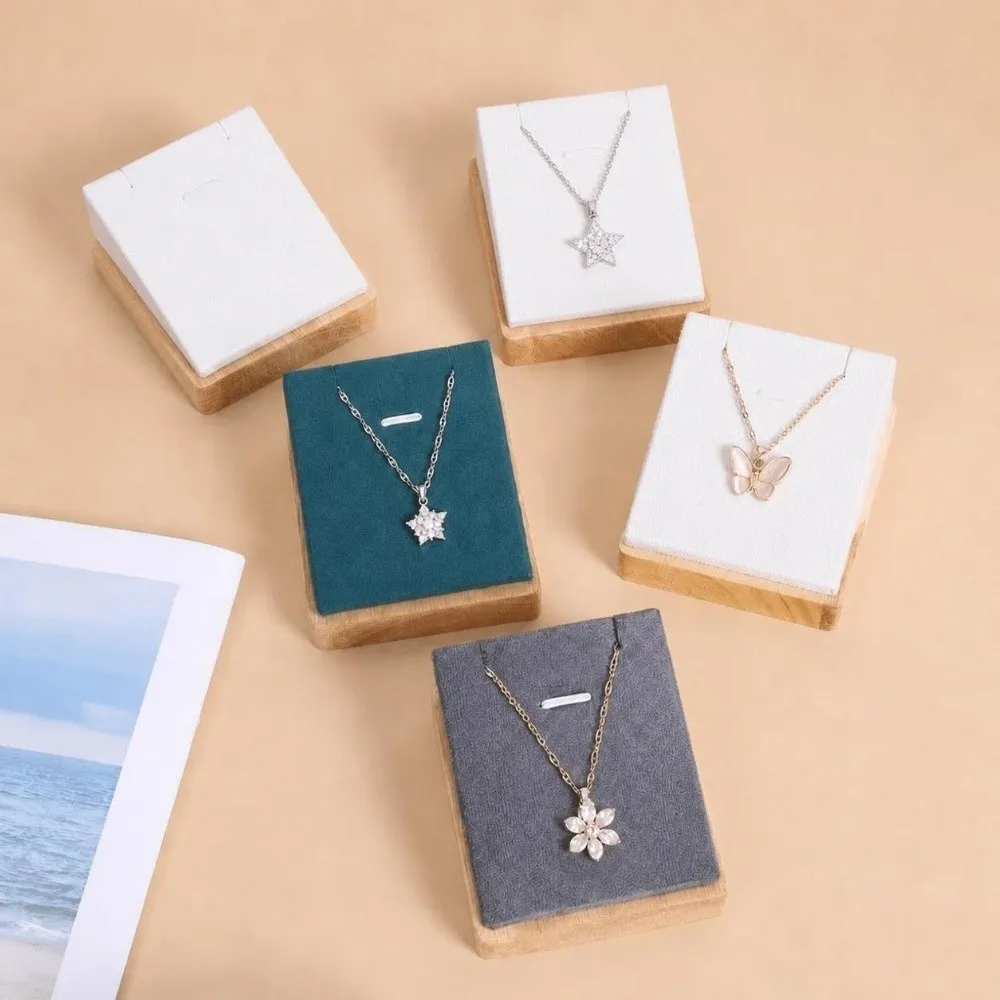 Bamboo Material Necklace Display Stand Pendant Display Desktop Jewelry Display Necklace Organizer Stand