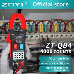 ZOYI ZT-QB4 Digital Clamp Meter 600A Current True RMS Smart Plier ammeter Auto Rang 4000 Multimeter DC AC Voltage Hz Ohm NCV Tes