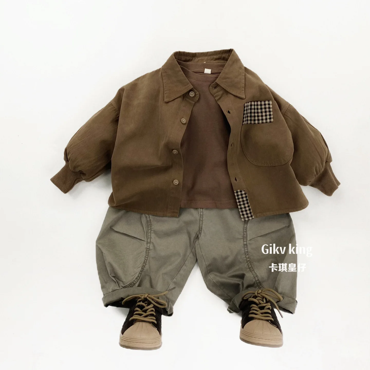 Boys Shirt 2026 Spring and Autumn New Children's Clothing Korean Style Boys and Girls Loose Plingham Stitching Shirt - view 5
