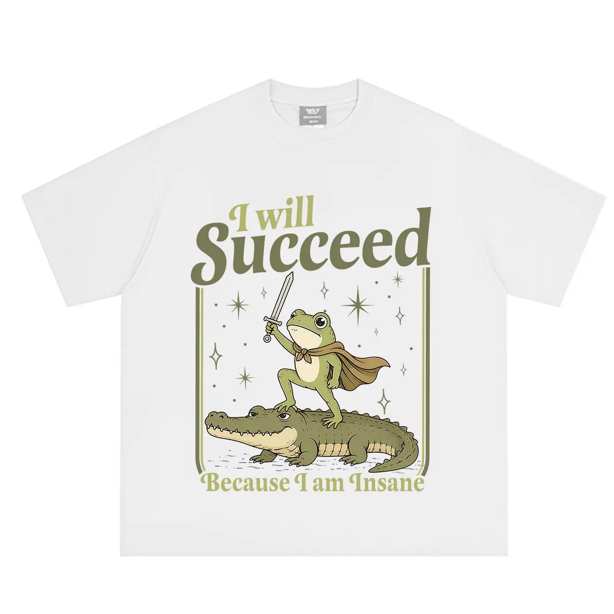 I Will Succeed Because I Am Insane Frog Crocodile Funny Meme T-shirt Men Women Hip-hop T-shirts Casual Cotton Fashion T-shirts
