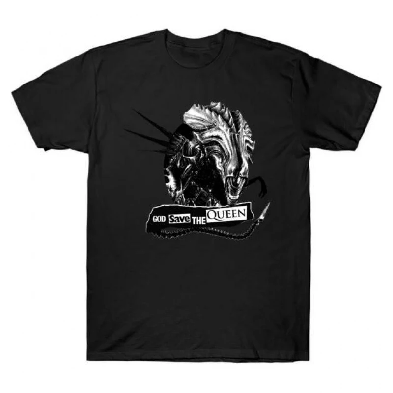 

God Save The Queen Sci-Fic Alien Gift T-Shirt Weyland Horror movie Xenomorp Short Sleeve Graphic clothes All size tops S-6XL