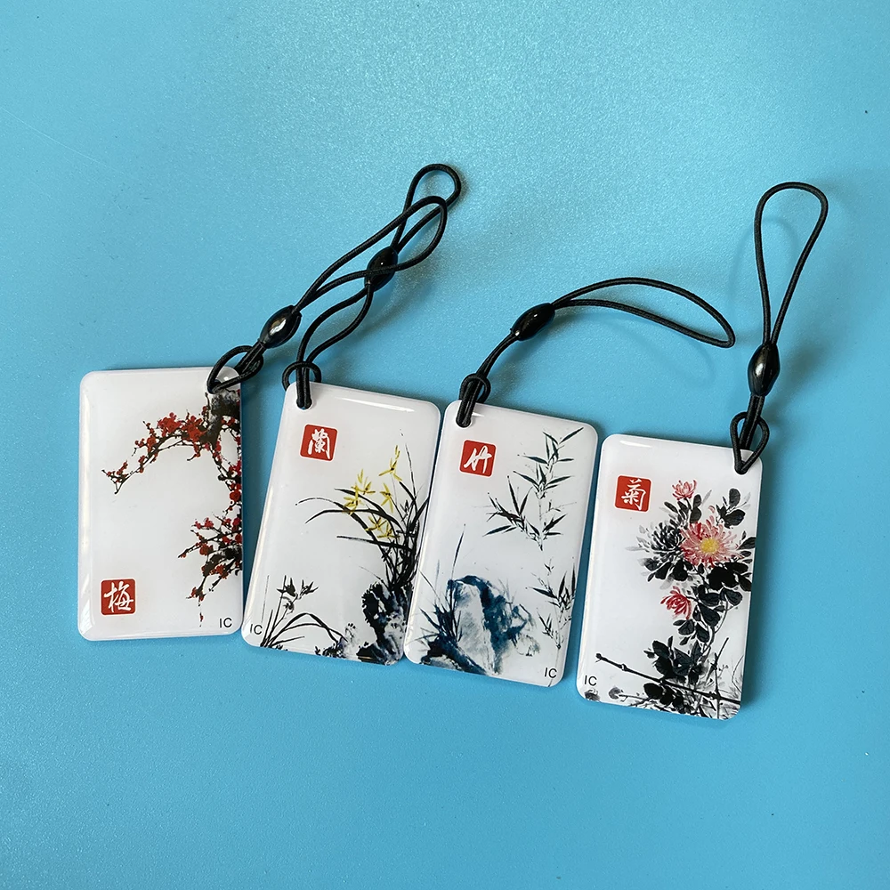 4 Pcs/lot Bamboo chrysanthemum orchid Flowers 13.56MHz IC M1 S50 Expoy Card RFID Smart Card for Access Control