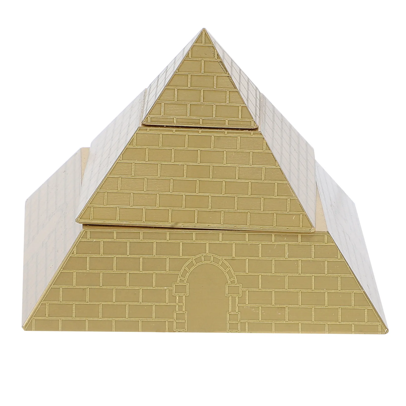 Rotating Brass Pyramid Desktop Ornament Exquisite Crafted Sculpture for Office Desk Home Decoration Conference Room Workspace