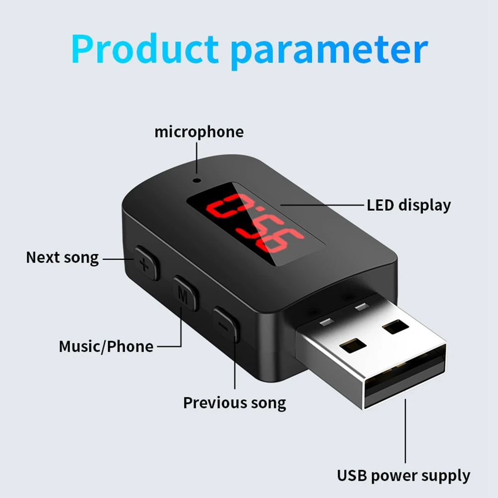 Auto Bluetooth 5,4 Adapter FM USB Sender Empfänger Freisprechen Anruf Auto LED Display Audio Musik Drahtlose Empfänger