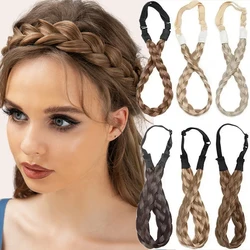 2024 Synthetic Wig Headband Fishtail Braids Hair with Adjustable Belt Plaited Hairband Bohemian Style Women Hairstyle Hairpieces