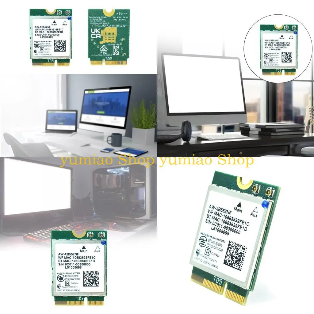 

587B WIFI Card Fast MT7902 AW-XB552NF WiFi6E NGFF Cnvi Wireless Adapter Networking Card 2.4/5/6Ghz Enhances Speed 2400M