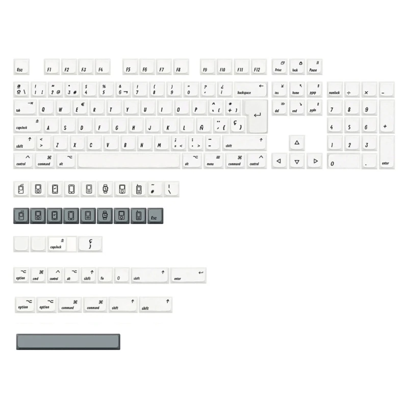 144Keys Keycaps XDA For MAC-White Keycap Set for English/Japanese/Russian/Korean Drop Shipping