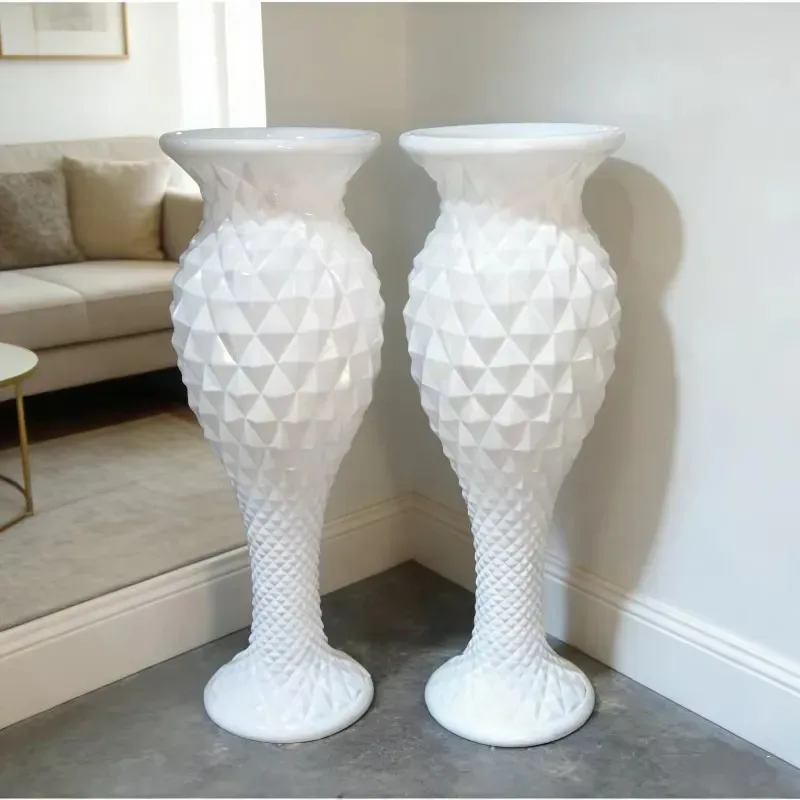 White Living Room Floor Vase Light Luxury Fiber Clay Hotel Decor
